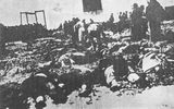Липень 1941. Вид на частину подвір'я львівської тюрми Бриґідки з рядами помордованих большевиками в'язнів.